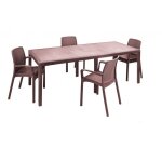 Dmora - ensemble table et chaises dantonaz, �tag�re rectangulaire d'ext�rieur extensible avec 4 chaises ...