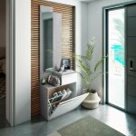 Meuble d'entre waltham, tagre  chaussures multifonction avec miroir, armoire avec 1 porte et 1 tiroir, ...