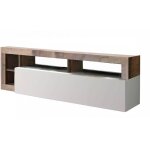 Dmora - meuble de salon meuble tv moderne avec tagres, buffet bas avec porte abattante, fabriqu en ...