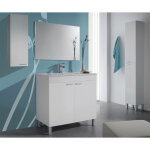 Dmora - meuble sous lavabo dacor, meuble de salle de bain 2 portes, armoire de sol avec miroir, 80x45h80 ...