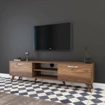 Dmora - meuble tv aldh, buffet de salon, armoire basse pour tv, base murale de rangement, 180x35h49 cm, ...