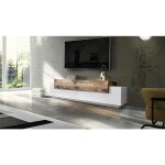 Dmora - meuble tv dmirand, buffet bas de salon, base meuble tv, 100% made in italy, 200x45h52 cm, blanc ...