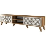 Dmora - meuble tv dpietr, buffet de salon, armoire basse pour tv, base murale de rangement, 180x35h44 ...