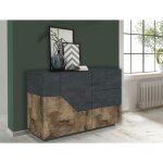 Dmora - placard dgirell, buffet de cuisine avec 2 portes et 3 tiroirs, buffet de salon, 100% made in ...