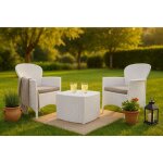 Set salon d'ext�rieur dkon, salon de jardin compos� de 2 fauteuils et 1 table conteneur, salon effet ...