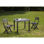 Set salon d'extrieur dlibutt, salon de jardin compos de 1 table rectangulaire et de 2 chaises pliantes, ...