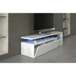 Dmora support tv pittsburgh, buffet pour t�l�vision de salon avec 1 porte, meuble t�l� avec �clairage ...