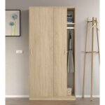 Dmora - vestiaire dgagn, armoire de chambre � 2 portes coulissantes, armoire avec �tag�re et barre de ...