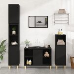Doc&et� - meuble sous vasque lavabo meuble d'�vier noir 80x33x60 cm bois d'ing�nierie 80641