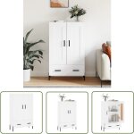 The living store buffet haut blanc 69, 5x31x115 cm bois d'ingnierie - buffet design moderne - buffet ...