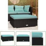 The living store repose - pied de jardin et coussin noir 70x70x30cm rsine tresse - repose pied jardin ...