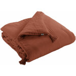 L'effet papillon - edredon gaze de coton 150 x 150 cm gaia coloris rouge terracotta