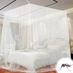 Moustiquaire de lit carre, baldaquin en polyester lits, moustiquaire pour lit double et lit simple avec ...