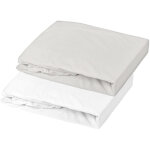 Domiva lot de 2 draps housses jersey blanc gris perle