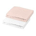Domiva lot 2 draps housse uni - jersey - oeko - tex - blanc / nude - 70 x 140 cm