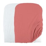Domiva - lot 2 housses matelas a langer - eponge polycoton - oeko - tex - blanc / terracotta - 50 x 75 ...