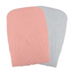 Lot 2 housses matelas a langer - peche / perle - domiva