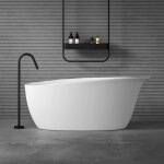Doporro baignoire �lot ovale 175cm blanc vicenza906 en r�sine avec bonde 175x81x73 cm