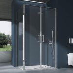 Doporro cabine de douche rectangulaire 90x120x195cm montage r�versible paroi de douche porte pivotante ...