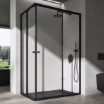 Doporro cabine de douche transparent en angle paroi de douche avec portes coulissantes et receveur de ...
