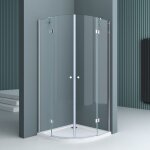 Cabine de douche transparent quart de cercle 80x80x190cm montage rversible paroi de douche avec porte ...