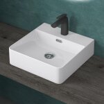 Doporro - lavabo � poser blanc vasque suspendu en c�ramique lave mains carr�e de qualit� pour salle de ...