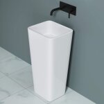 Doporro lavabo colonne sur pied blanc vasque lave mains rectangulaire fonte min�rale solid surface 40x35x80cm ...