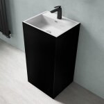 Doporro lavabo colonne sur pied rectangulaire noir + blanc vasque fonte minrale solid surface lave mains ...