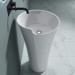 Lavabo colonne sur pied rond blanc vasque fonte minérale solid surface lave mains de salle de bain 53x53x88cm ... Lavabo colonne sur pied rond blanc vasque fonte minérale solid surface lave mains de salle de bain 53x53x88cm ...