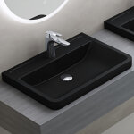 Doporro lavabo  encastrer noir mat vasque en solid surface lave mains rectangulaire de qualit pour ...