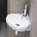 Doporro - lavabo � suspendre vasque � poser en c�ramique petit lavabo blanc pour toilettes invit�s 395x385x145 ...