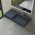 Doporro - lavabo suspendu gris noir mat 90cm vasque � poser avec bonde lave mains rectangulaire de qualit� ...