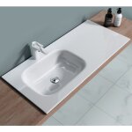 Sogood ? lavabo vasque blanc 100cm � encastrer ? forme rectangulaire ? dimensions 100x48x14 cm ? fonte ...