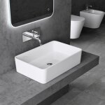 Doporro - lavabo vasque � poser solid surface rectangulaire blanc 60x40x15cm colossum102