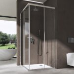 Doporro paroi de douche transparent en angle 80x100 cabine de douche ravenna16 avec portes coulissantes ...