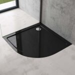Doporro - receveur de douche 80x80 bac  douche quart de cercle extraplat acrylique noir faro3 avec bonde ...