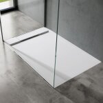 Doporro receveur de douche design ultra plat 4 cm bac � douche rectangulaire en solid surface blanc mat ...