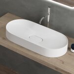 Doporro - vasque � poser ovale blanc mat lavabo de salle de bains �vier 71x35, 5x10cm lave mains avec ...