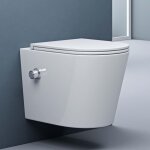 Wc suspendu blanc cuvette c�ramique toilette avec fonction de bidet abattant silencieux avec frein de ...