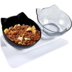 Promotion double bol pour chat, gamelle pour chat, inclinable � 15� double gamelle chat sur�lev�e, chargeur ...