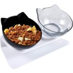 Promotion double bol pour chat, gamelle pour chat, inclinable � 15� double gamelle chat sur�lev�e, chargeur ...