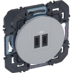 Double chargeur usb typec dooxie 3a finition alu legrand 095295
