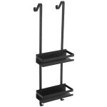 Double étagère de douche en acier inoxydable laqué à suspendre à une paroi noir 74 25 10, 2 cm étagère ... Double étagère de douche en acier inoxydable laqué à suspendre à une paroi noir 74 25 10, 2 cm étagère ...