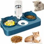 Double gamelle chat et chien surleve, 3 en 1 distributeurs automatique d'eau et nourriture pour animaux ...