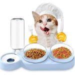 Double gamelle chat et chien sur�lev�e, 3 en 1 distributeurs automatique d'eau et nourriture pour animaux ...