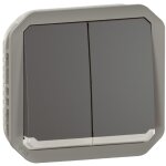 Commande double interrupteur ou poussoir lumineux plexo composable anthracite legrand 069806l