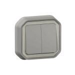 Double interrupteur / va - et - vient ou poussoir plexo complet encastr� - gris - legrand