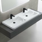 Doporro double lavabo  encastrer blanc vasque en solid surface lave mains rectangulaire de qualit pour ...
