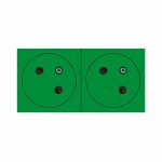 Double prise 2p + t surface mosaic link raccordement lat�ral 4 modules vert legrand 077162l