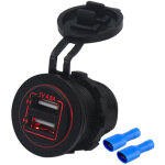 Double prise de chargeur usb prise �tanche 4. 8a / 5v affichage led pour 12 / 24v voiture rv bateau atv ...